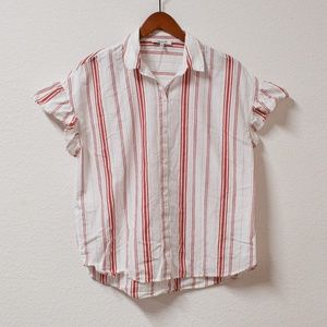 Madewell Central Ruffle Sleeve shirt  Carey Stripe